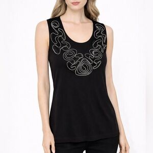 Forever 21 Black Embellished Tank Top Y2K 2000’s Small